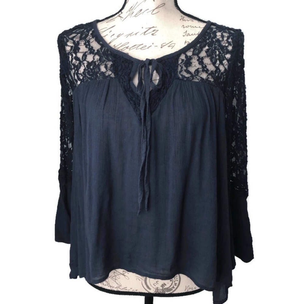 MUDD | Navy Flower Laced Tunic Sz M Jr